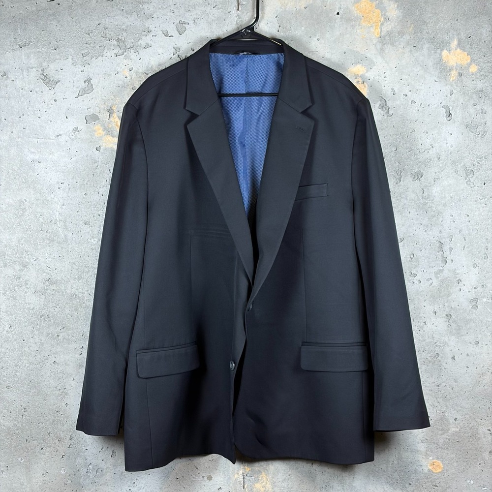 Haggar Tailored Fit Blazer Jacket Mens 58R Black Lined Single Breasted Formal